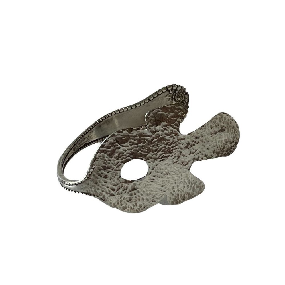 Sterling‎ Silver Ankh Spoon Bracelet Hammered Bangle One of a Kind 18 grams